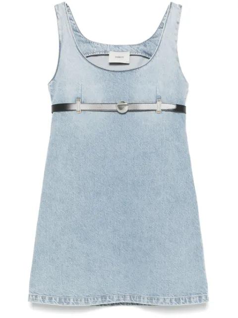 belted denim mini dress by COPERNI