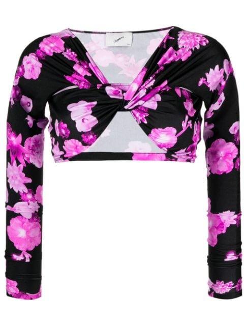 floral-print cropped top by COPERNI
