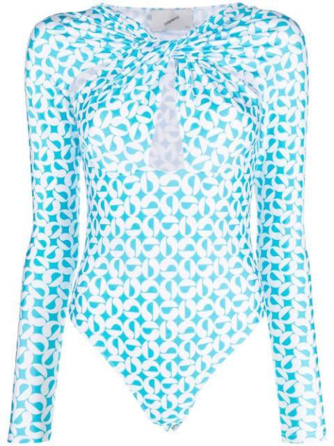 geometric-print long-sleeve bodysuit by COPERNI