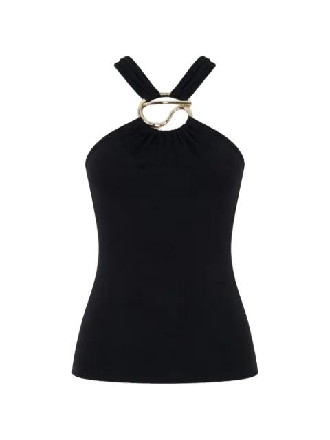 halterneck metal-logo cotton blouse by COPERNI