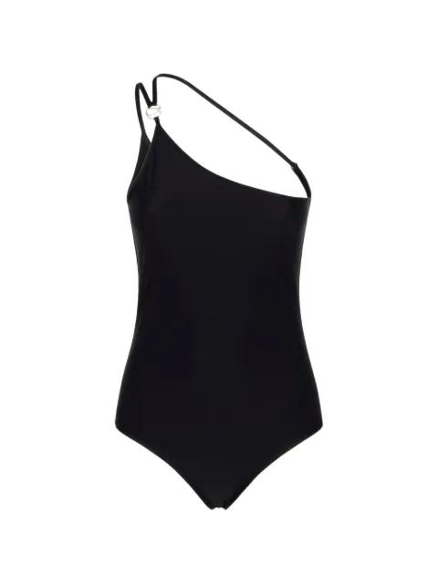 one-shoulder logo-plaque swimsuit by COPERNI