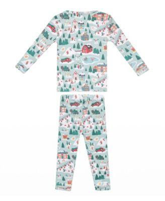 Baby Boys' and Girls' Snowy Slopes Printed Long-Sleeve Top and Pants, 2-Piece Pajama Set by COPPER PEARL