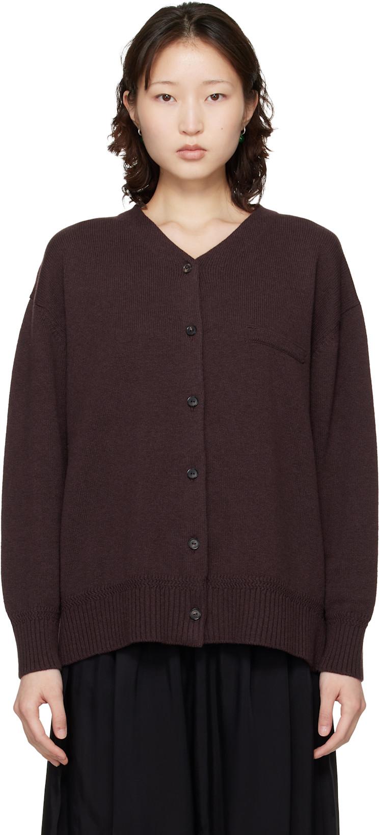 Burgundy Merino Wool Cardigan by CORDERA
