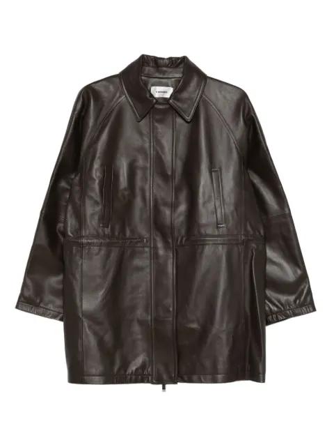 collared leather coat by CORDERA