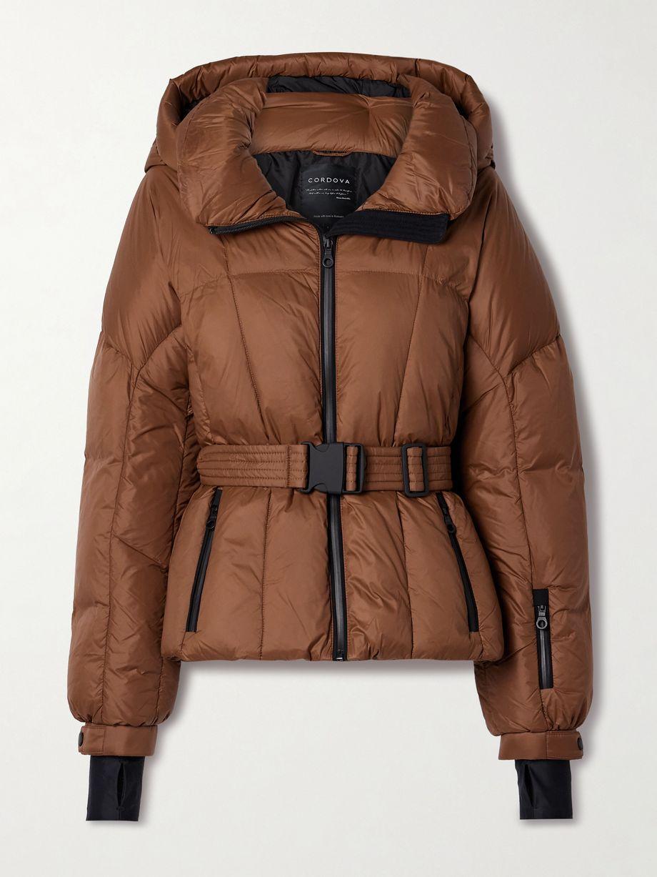 Monterosa belted hoodied quilted down ski jacket by CORDOVA