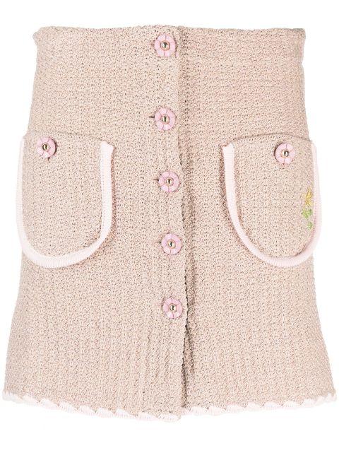 Chiara flower-buttons mini skirt by CORMIO