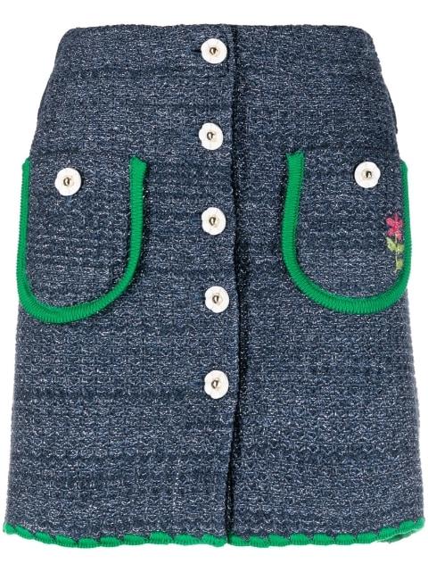 Chiara flower-buttons short skirt by CORMIO