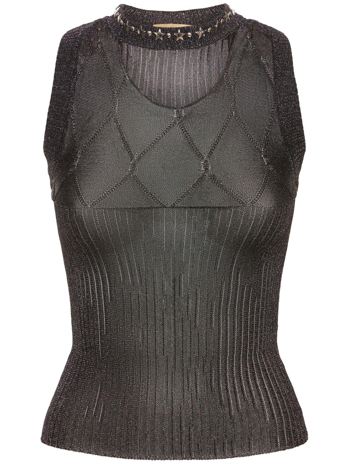 Jin Metal Fiber Knit Tank Top by CORMIO