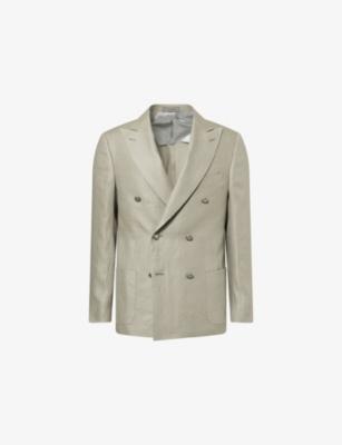 Double-Breasted Peak-Lapel Linen Jacket by CORNELIANI