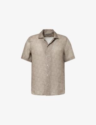 Floral-Print Short-Sleeve Linen Shirt by CORNELIANI