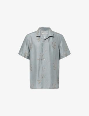 Floral-Print Short-Sleeve Silk Shirt by CORNELIANI