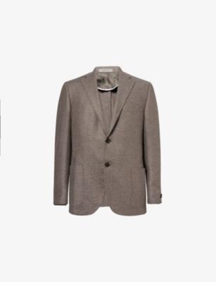 Herringbone Single-Breasted Wool And Cashmere Blazer by CORNELIANI