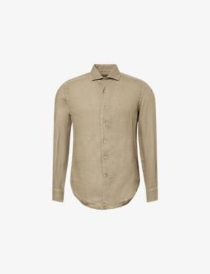Long-Sleeve Pointed-Collar Linen Shirt by CORNELIANI