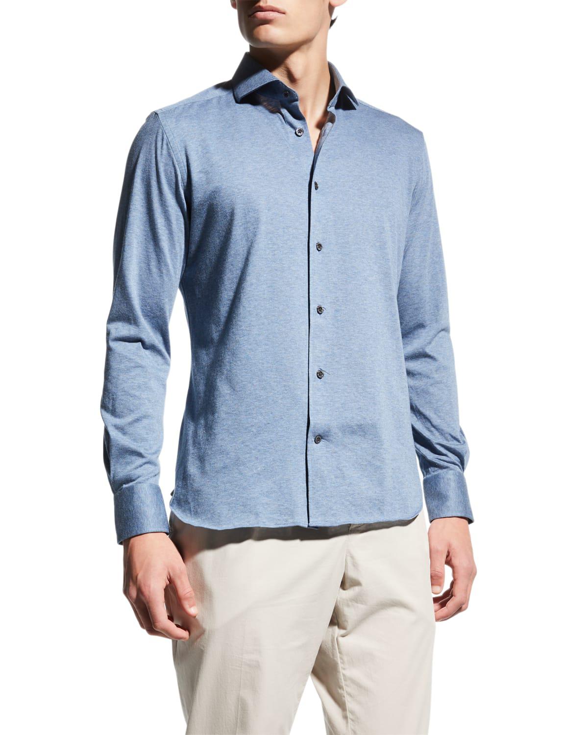 Men's Brushed Jersey Sport Shirt by CORNELIANI
