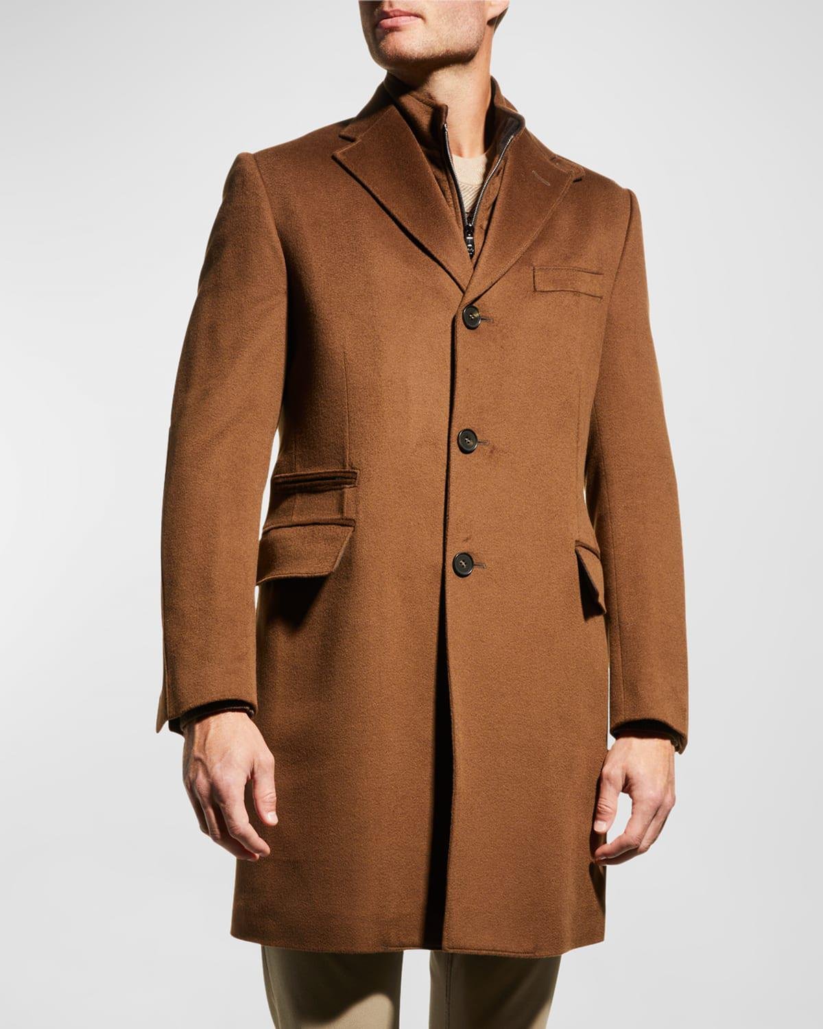 Men's Wool Topcoat with Removable Bib by CORNELIANI