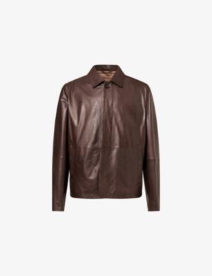 Relaxed-Fit Collared Leather Jacket by CORNELIANI
