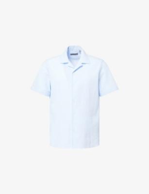 Seersuk Camp Short Sleeve Cotton Shirt by CORNELIANI