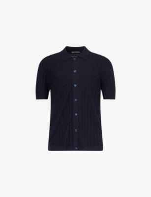 Square Textured Cotton Polo Shirt by CORNELIANI