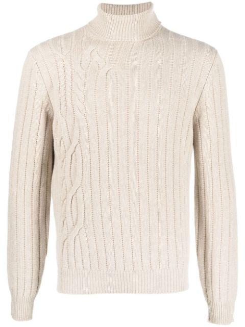cable-knit roll neck jumper by CORNELIANI