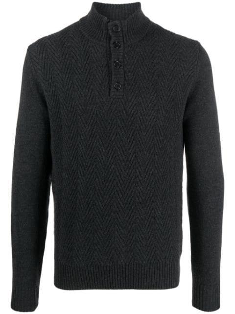 herringbone mock-neck jumper by CORNELIANI