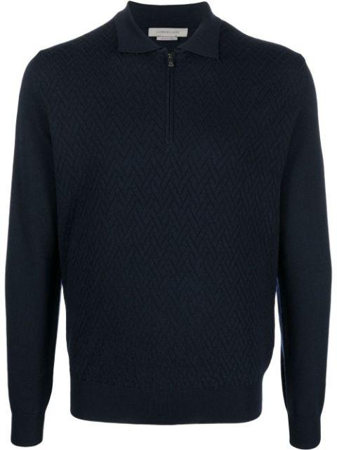 long-sleeve polo jumper by CORNELIANI