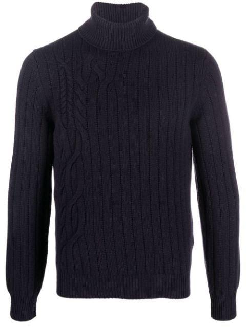 roll neck cable-knit jumper by CORNELIANI