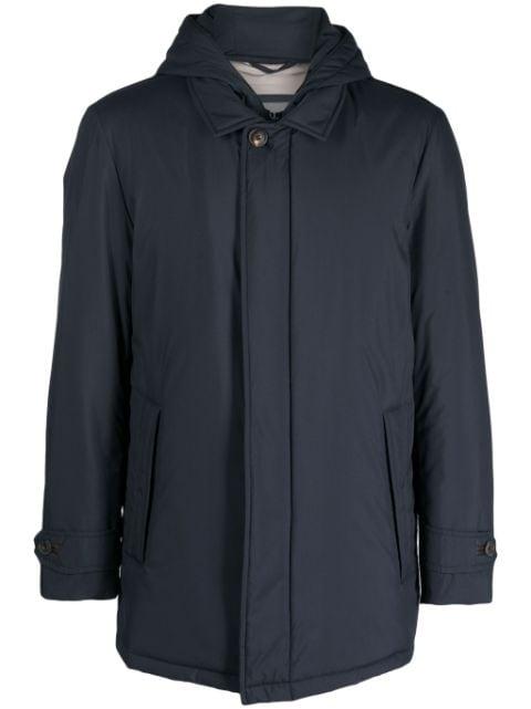 spread-collar padded hoodied jacket by CORNELIANI