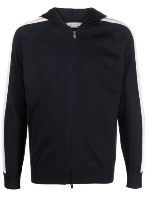 striped-sleeve zip-up hoodie by CORNELIANI