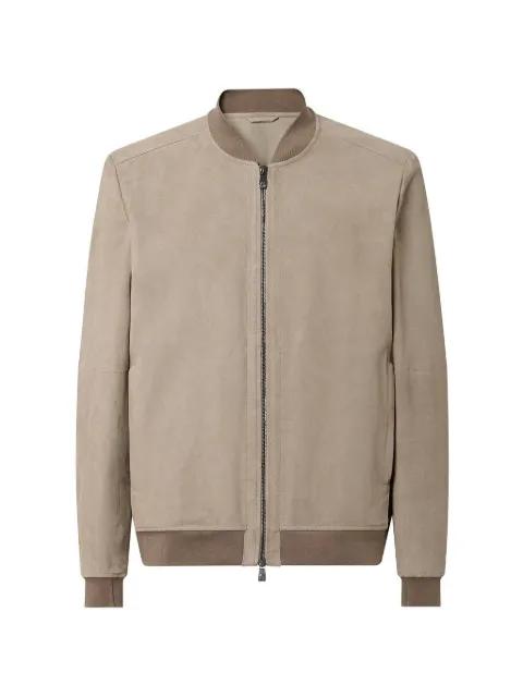 suede zip-up bomber jacket by CORNELIANI