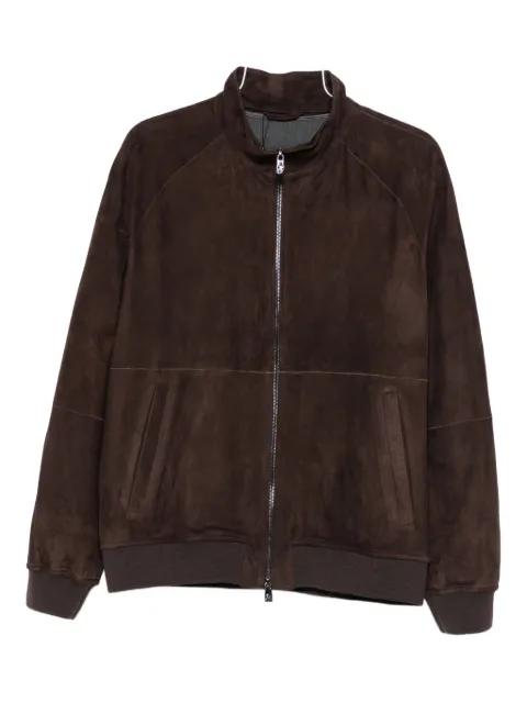 zip-front suede leather jacket by CORNELIANI