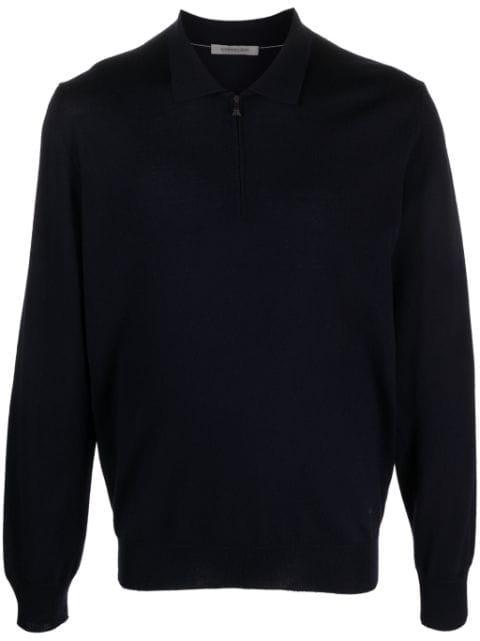 zip-up virgin-wool polo shirt by CORNELIANI