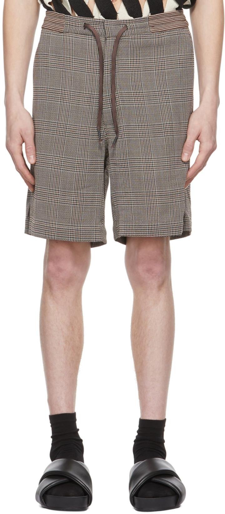 Brown Wool Shorts by CORNERSTONE