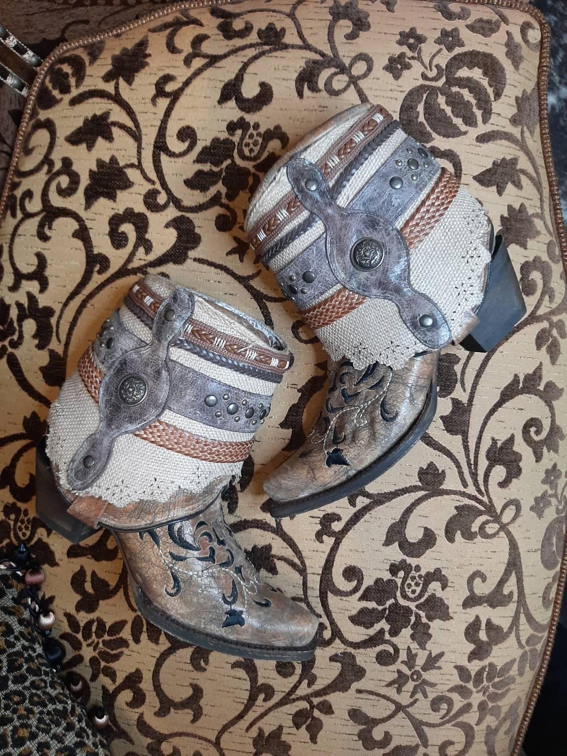 Women's Flipped Shaft Bootie In Brown Multi by CORRAL