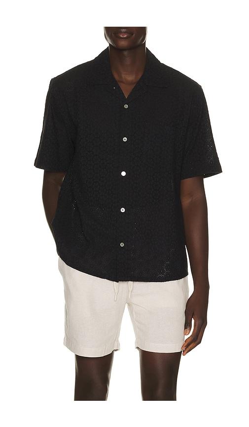Corridor Floral Eyelet Short Sleeve Shirt in Black by CORRIDOR