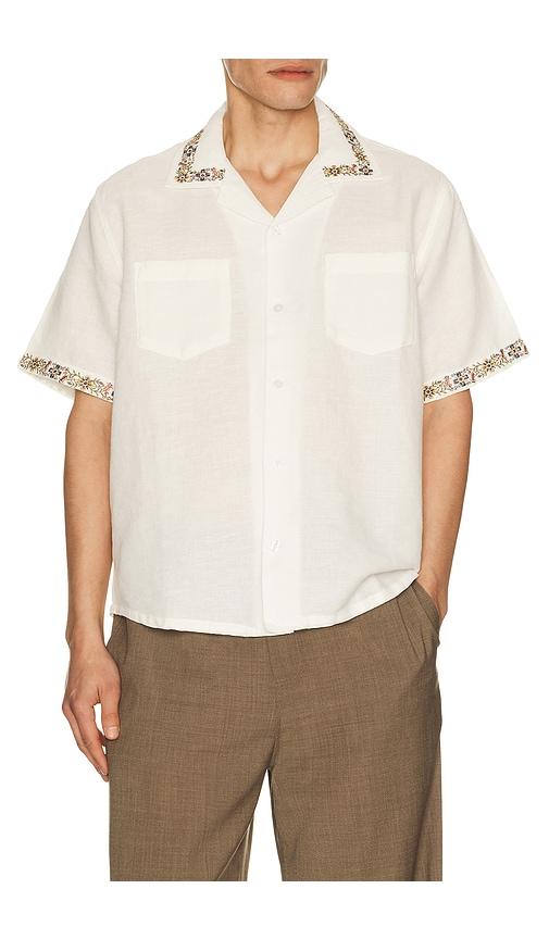 Corridor Harmony Embroidered Short Sleeve Shirt in White by CORRIDOR