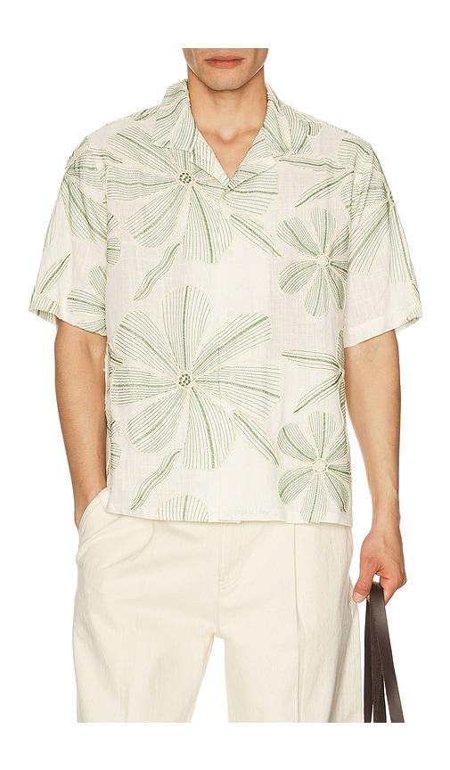 Corridor Linen Applique Short Sleeve Shirt in Nude by CORRIDOR