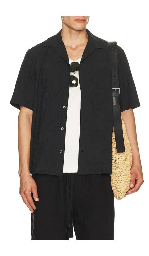 Corridor Paisley Embroidery Short Sleeve Shirt in Black by CORRIDOR
