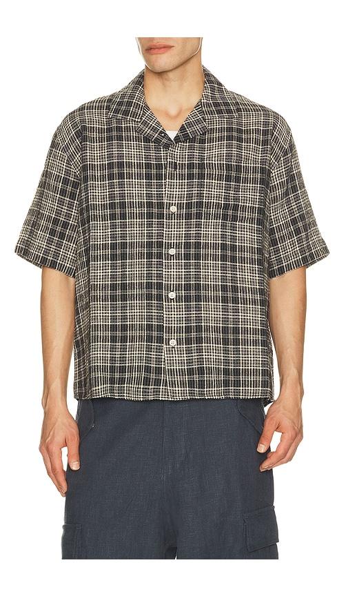 Corridor Plaid Seersucker Short Sleeve Shirt in Black by CORRIDOR