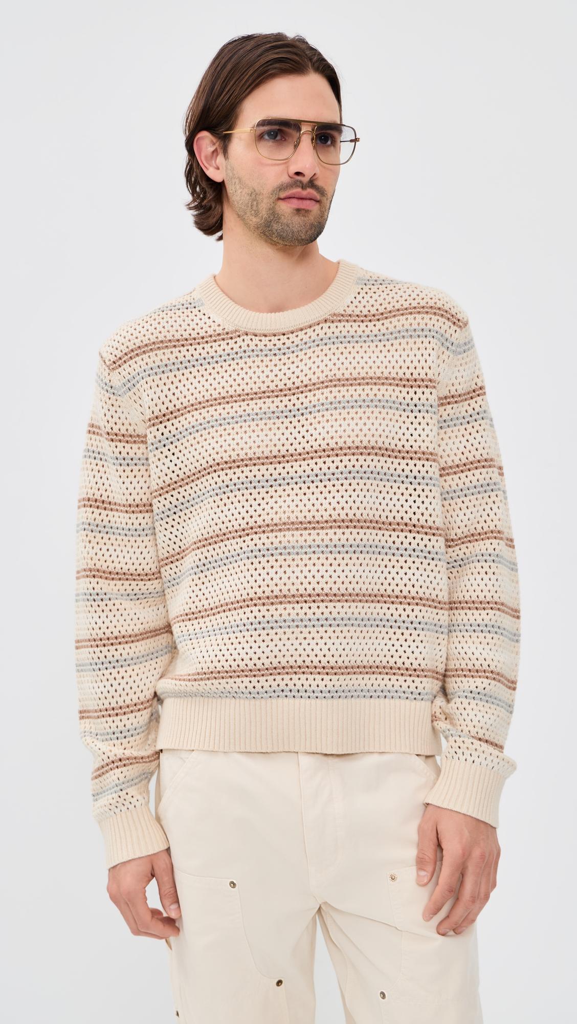 Linen Stripe Crew Neck Sweater by CORRIDOR