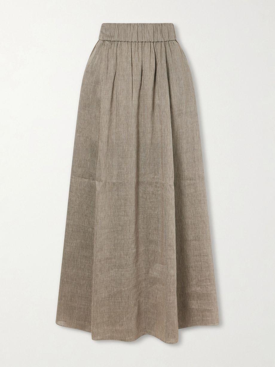 Aria striped linen and silk-blend maxi skirt by CORTANA