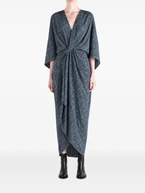 Astra print draped dress by CORTANA