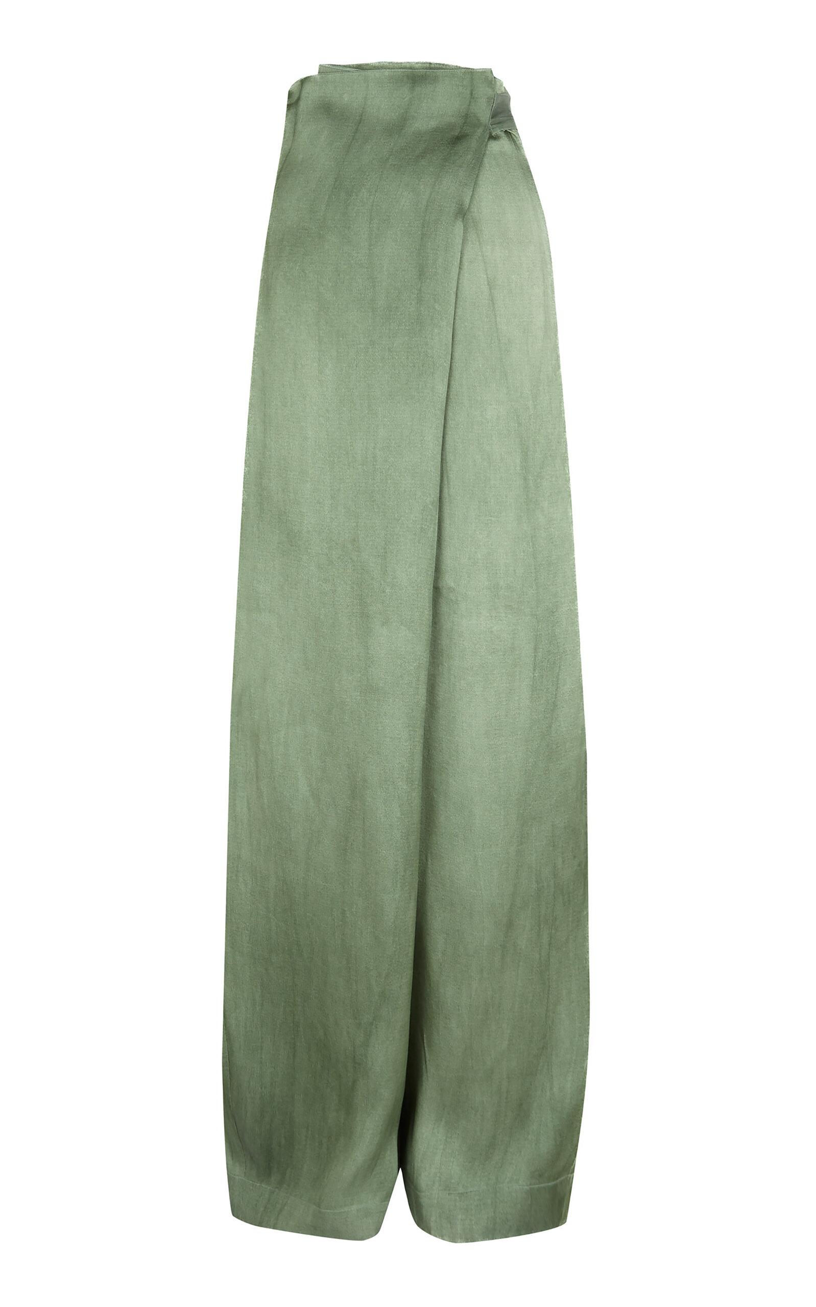 Cortana Elea Wrap-Front Linen-Blend Wide-Leg Pants - Moda Operandi by CORTANA