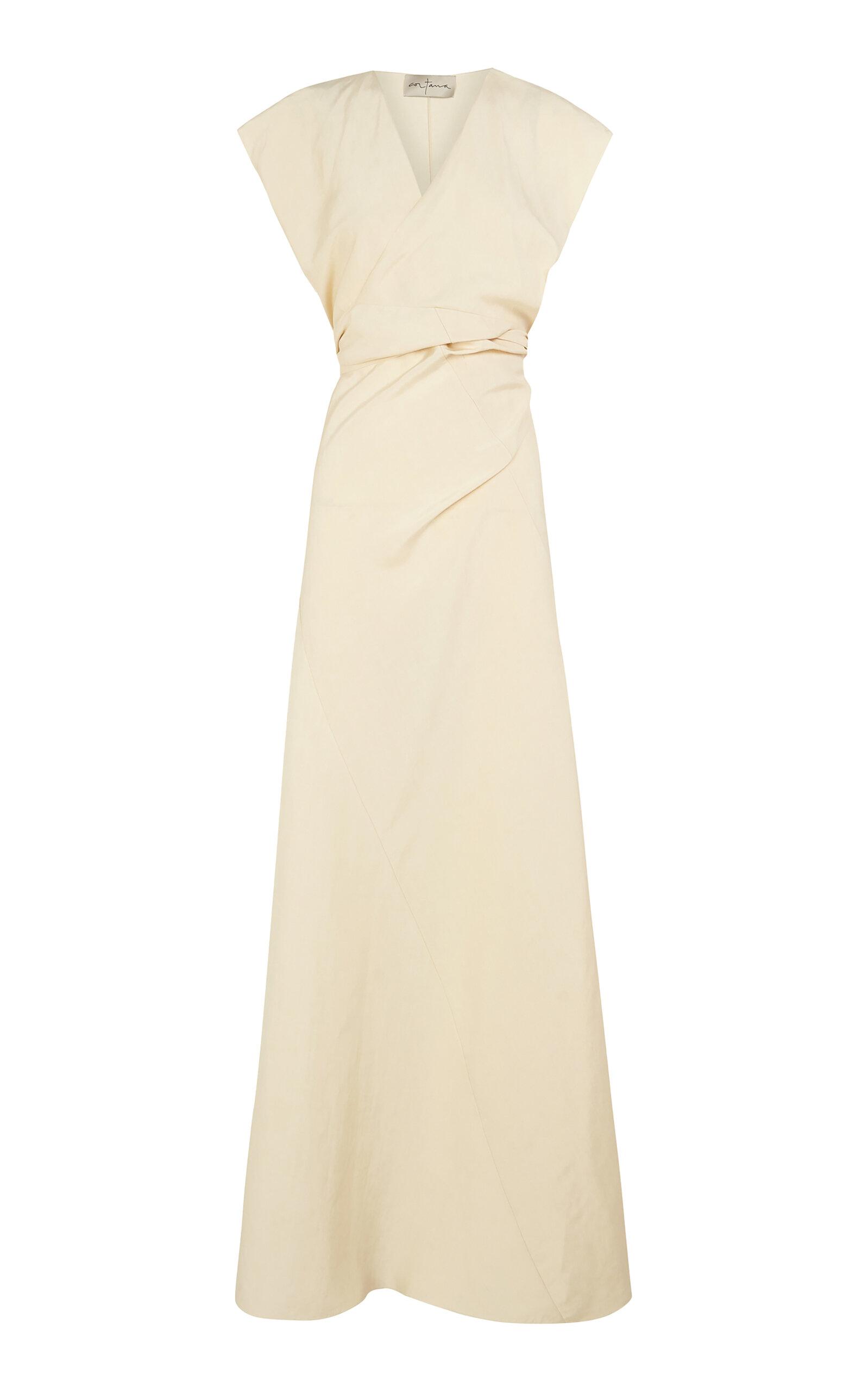 Cortana Gaia Twist-Detail Linen-Silk Maxi Dress - Moda Operandi by CORTANA