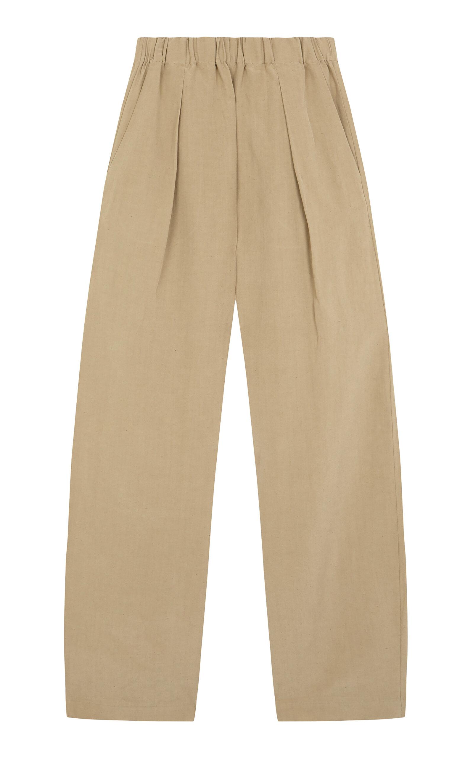 Cortana Mel High-Rise Straight-Leg Linen-Silk Pants - Moda Operandi by CORTANA
