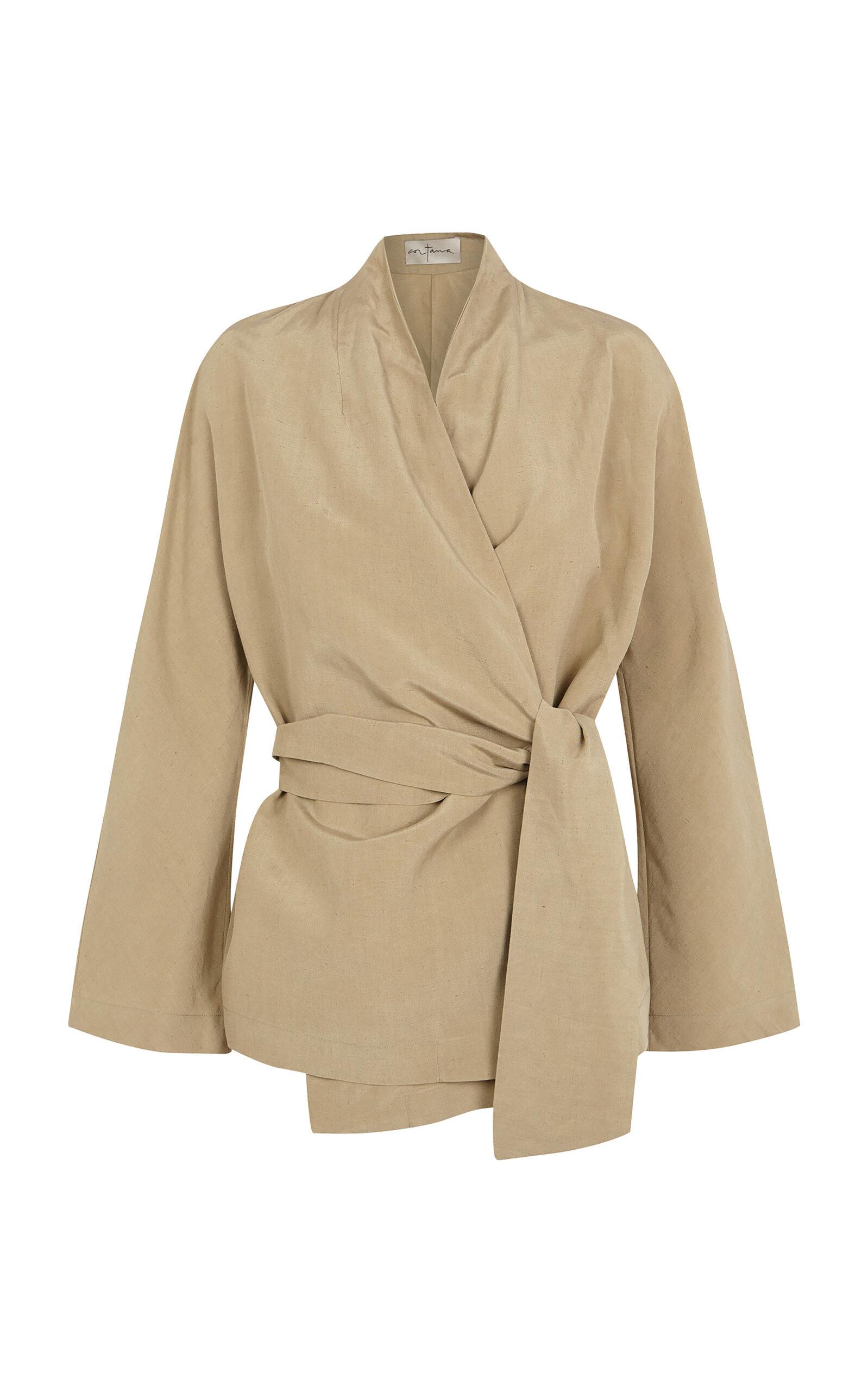 Cortana Simona Twist Detail  Linen-Silk Jacket - Moda Operandi by CORTANA