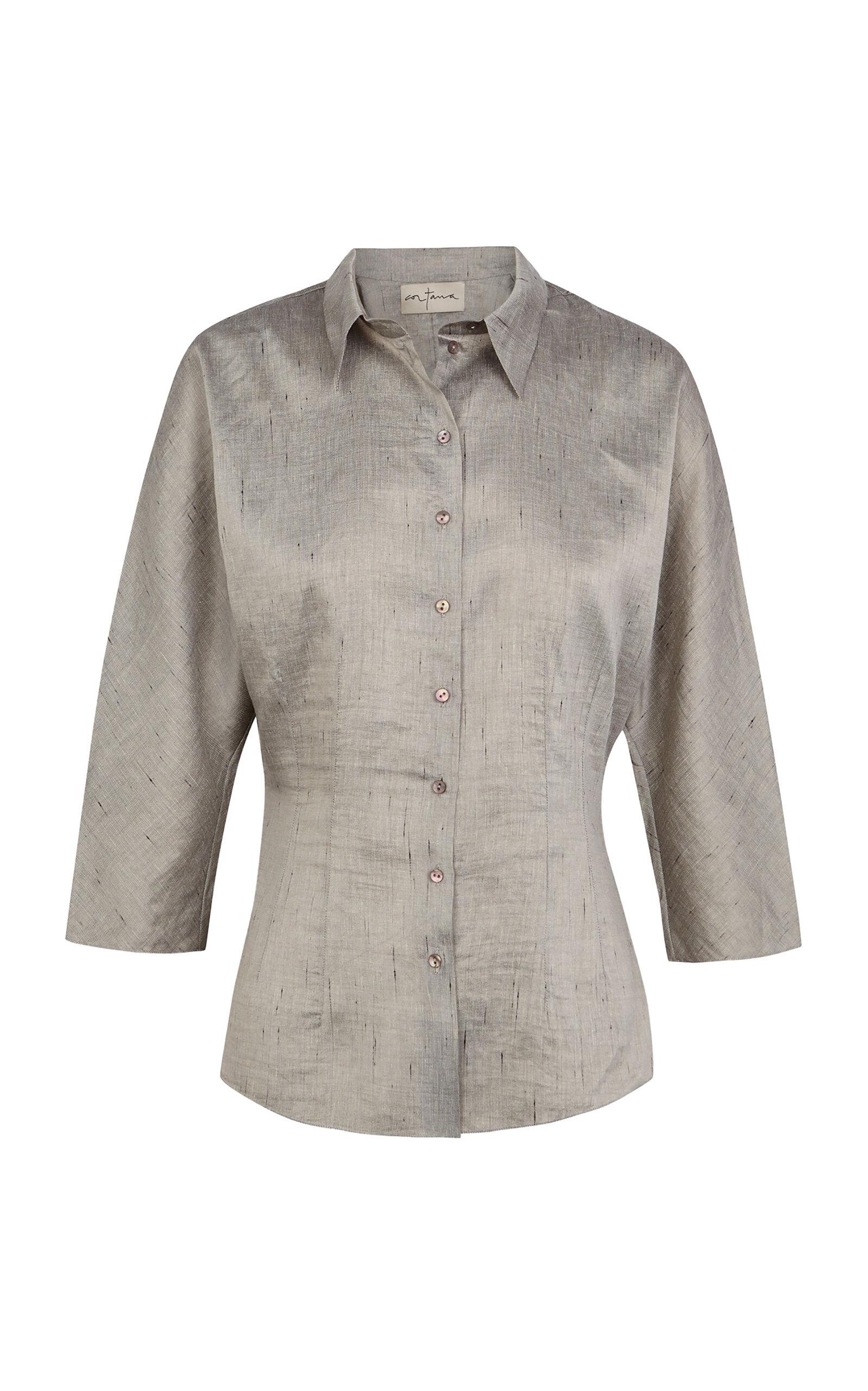 Cortana Theresa Linen-Blend Button Up Shirt - Moda Operandi by CORTANA