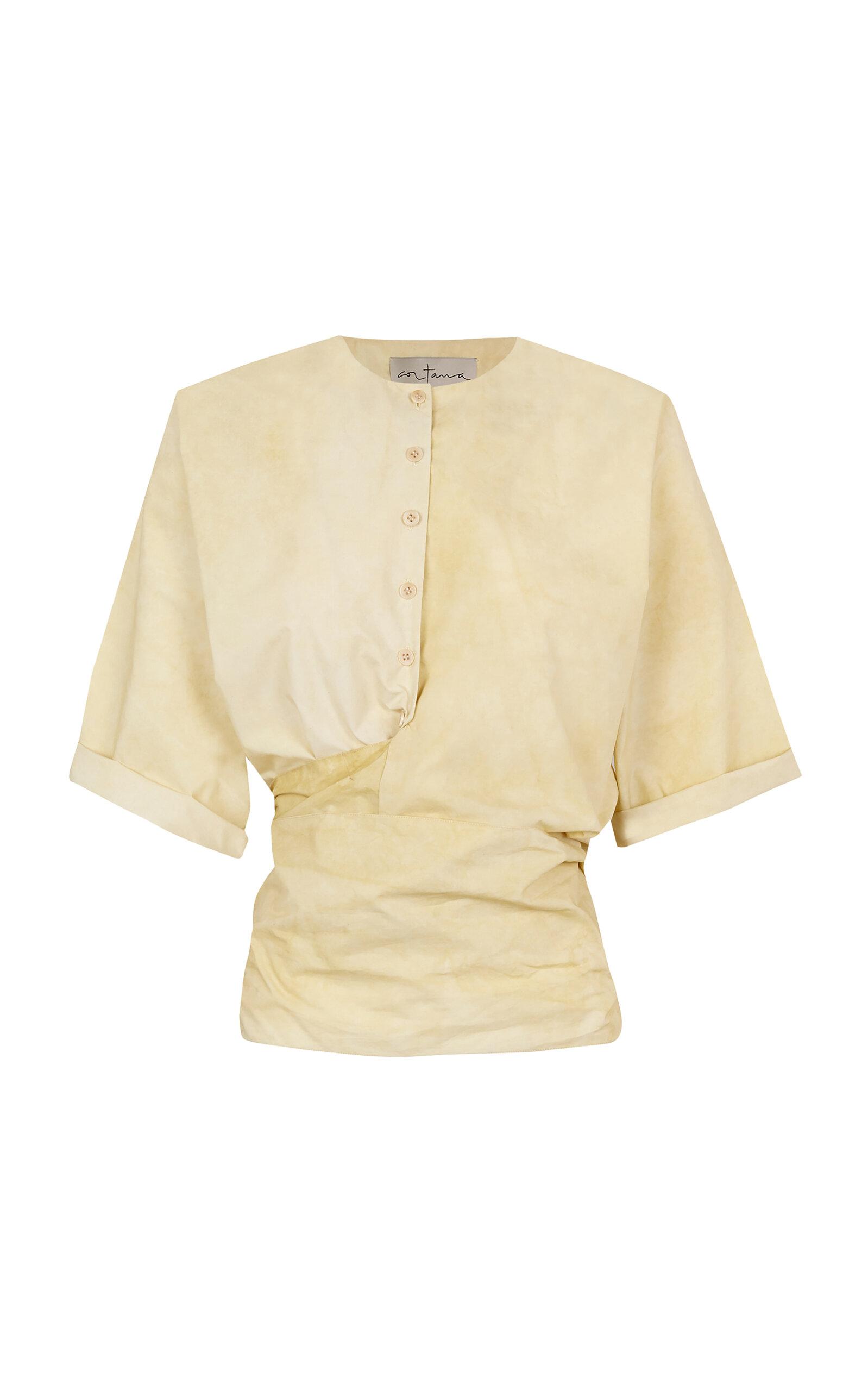 Cortana Yoko Gathered Wrap Cotton Top - Moda Operandi by CORTANA