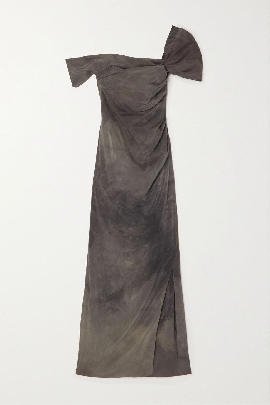 + NET SUSTAIN Cuco one-shoulder draped printed silk-blend crepon midi dress by CORTANA