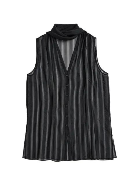 striped scarf-detail top by CORTANA