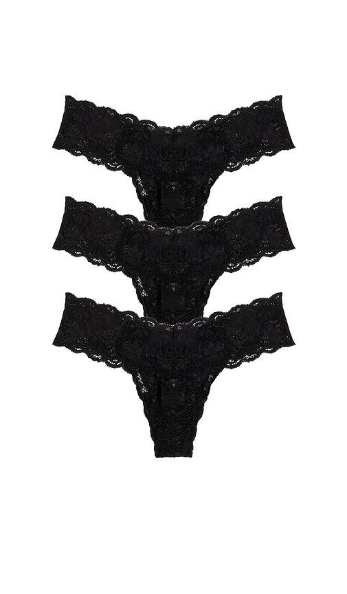 Cosabella Never Say Never Cutie 3 Pack Thong in Black by COSABELLA